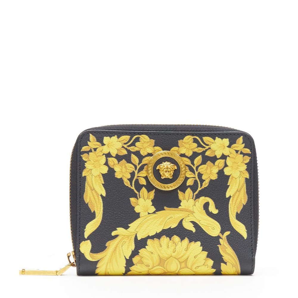 VERSACE Baroque Medusa Leather Zip Around Wallet